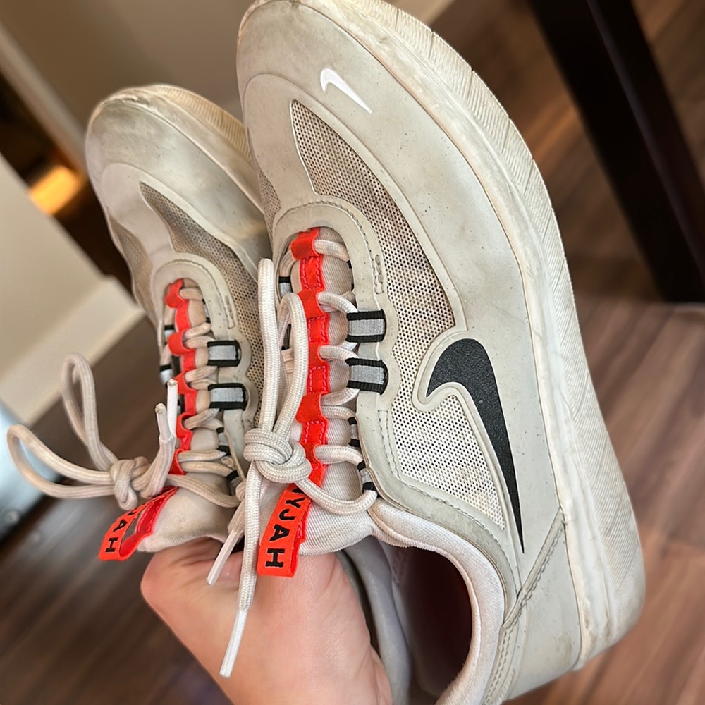 Nyjah 2 SB skate shoes size 6.5M white, grey, and orange